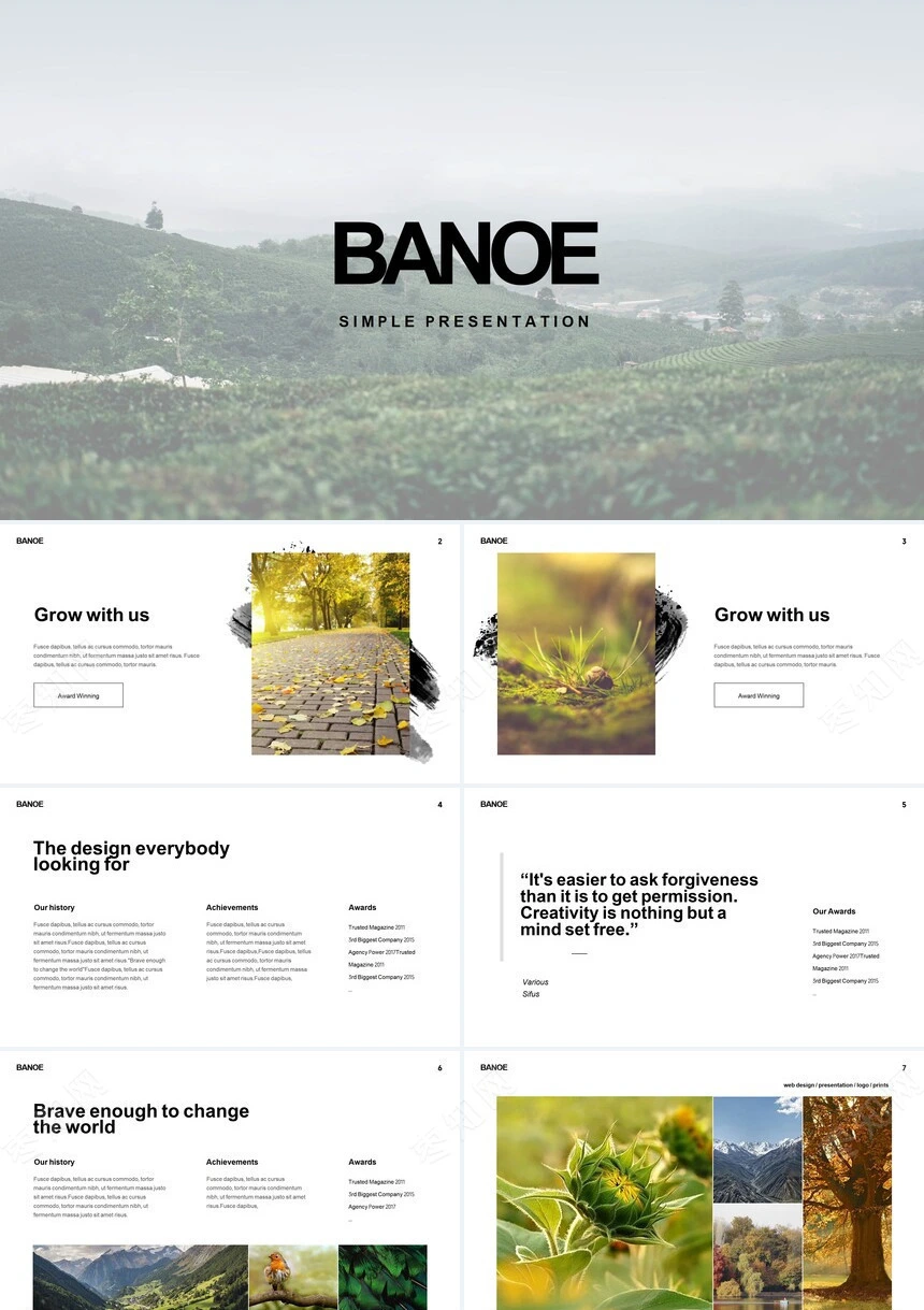 风景底色文艺小清新通用PPT模板