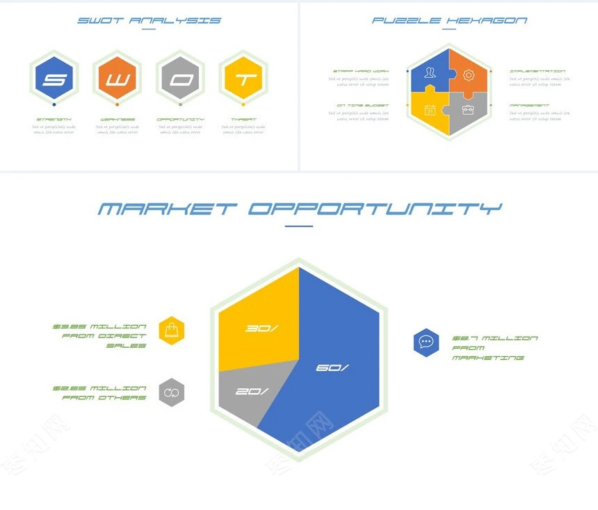 10款思维导图多边形PPT模板