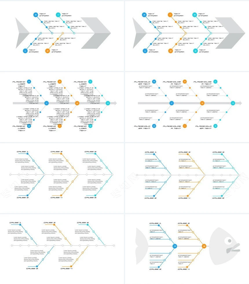38款鱼骨图可视化图表数据PPT图表
