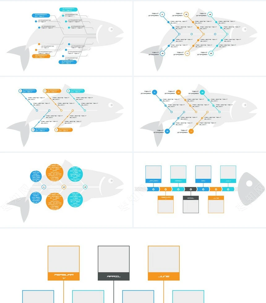 38款鱼骨图可视化图表数据PPT图表